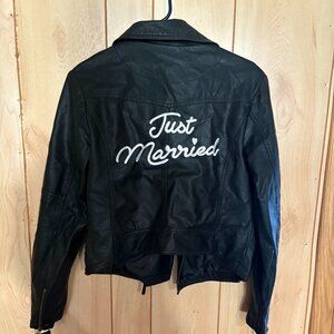 "Just Married" Black Leather Jacket